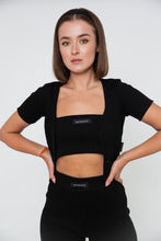 Load image into Gallery viewer, Rib Short Sleeve Cardigan - Black