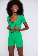 Load image into Gallery viewer, Rib Short Sleeve Cardigan - Green