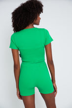 Load image into Gallery viewer, Rib Short Sleeve Cardigan - Green