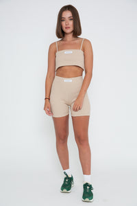 Rib Crop Top - Beige