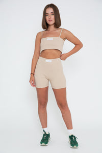 Rib Crop Top - Beige