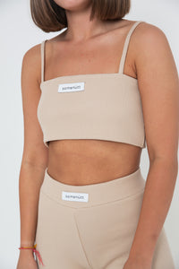 Rib Crop Top - Beige