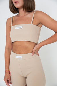 Rib Crop Top - Beige