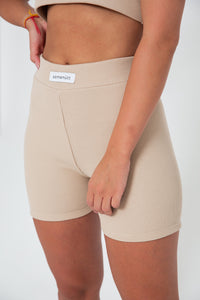 Rib Cycle Shorts - Beige