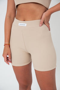 Rib Cycle Shorts - Beige