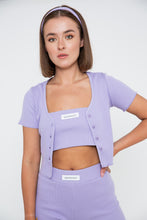 Load image into Gallery viewer, Rib Short Sleeve Cardigan - Lilac
